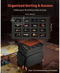 Mecale Miniature Figure Storage Bag Fits 16 Infantry Minis with Foam Insert and Shoulder Strap