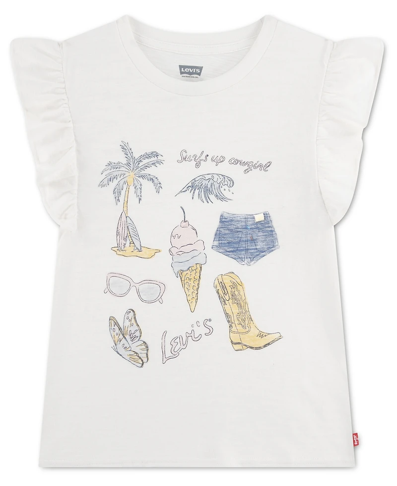 Levi's Girls' 7-16 Coastal Flutter Sleeve Graphic T-Shirt
