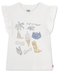 Levi's Girls' 7-16 Coastal Flutter Sleeve Graphic T-Shirt