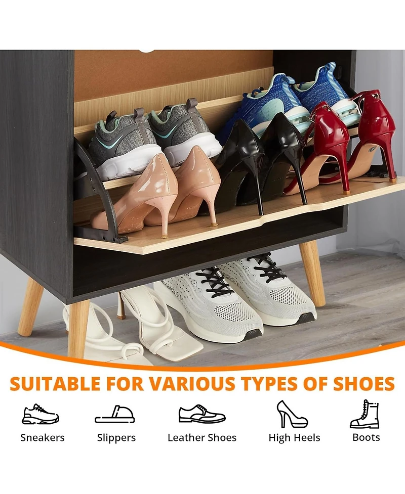 Gaomon Rattan Shoe Cabinet for Entryway, Holds 12-18 Pairs of Shoes, Anti-Tip Design Closet