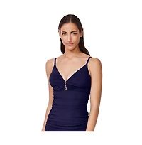 Profile by Gottex Women's Tutti Frutti V-Neck Gold Beaded Tankini Top