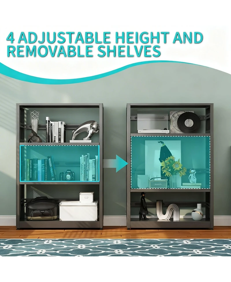 Yigii 5 Tier Metal Bookcase Adjustable Shelves Storage Shelf Unit