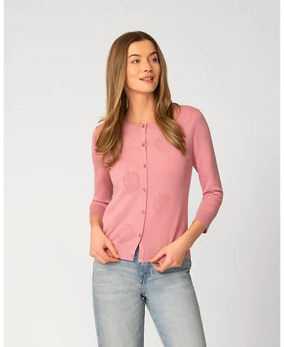 Cable & Gauge Women's Strawberry Stitch Button Cardigan