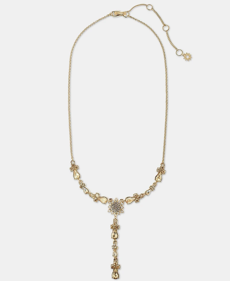 Marchesa Crystal Flower Lariat Necklace, 16" + 3" extender