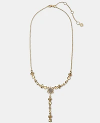 Marchesa Crystal Flower Lariat Necklace, 16" + 3" extender