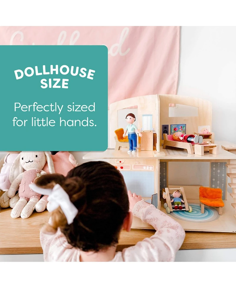 Haba Little Friends Family Bundle – Set of 3 Dollhouse People Figures for Ages 3+, Flexible Plastic Mini Dolls for Pretend Play