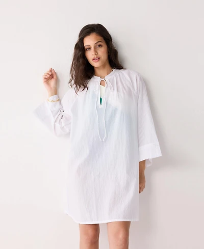 Reistor Women's Relaxed-fit Beach Cover-up with Front Tie Detail