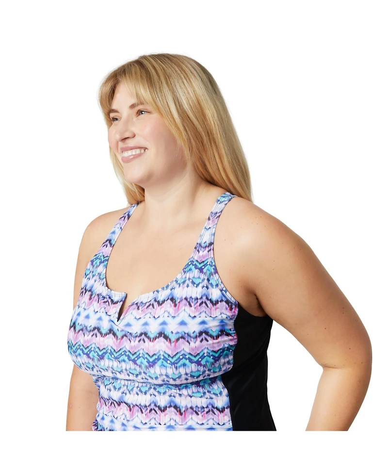 Free Country Plus Notch Front Tankini Top