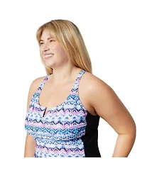 Free Country Plus Notch Front Tankini Top
