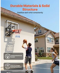 Mecale 54 Inch Wall Mount Basketball Hoop with Adjustable Backboard