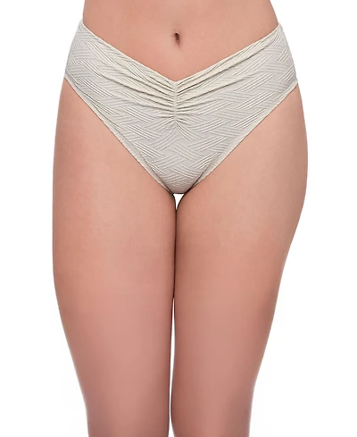 S3 Apparel Women's Smoothing Novelty Cinch Front High Cut Bikini Swimsuit Bottoms - Coquette Basket Weave