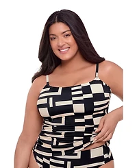 S3 Apparel Women's Supportive and Sculpting Classic Shirred-Front Tankini Swimsuit Top
