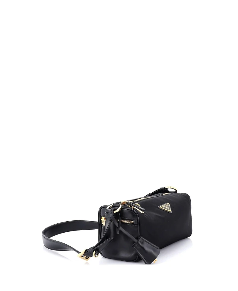 Pre-Owned Prada Medium Padlock Bauletto Shoulder Bag Re-Nylon with Leather