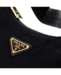 Pre-Owned Prada Small Hobo Quilted Tessuto