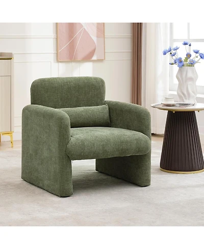 gaomon Single Sofa Chair, Reading Chair for Bedroom, Cozy Chenille Armchair, Mid Century Modern Accent Chair with Arms and Lumbar Pillow