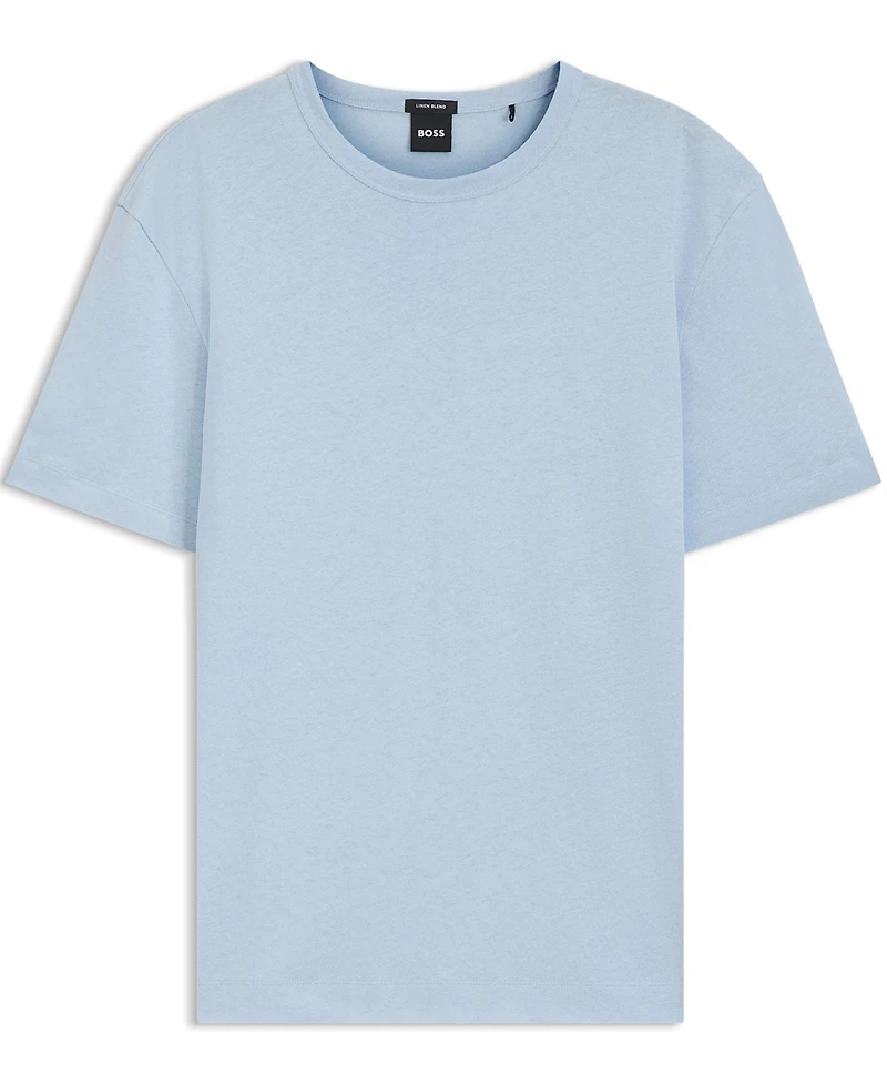 Boss by Hugo Men's H-Taut 235 Crew Neck Cotton-Linen Blend Regular-Fit T-Shirt