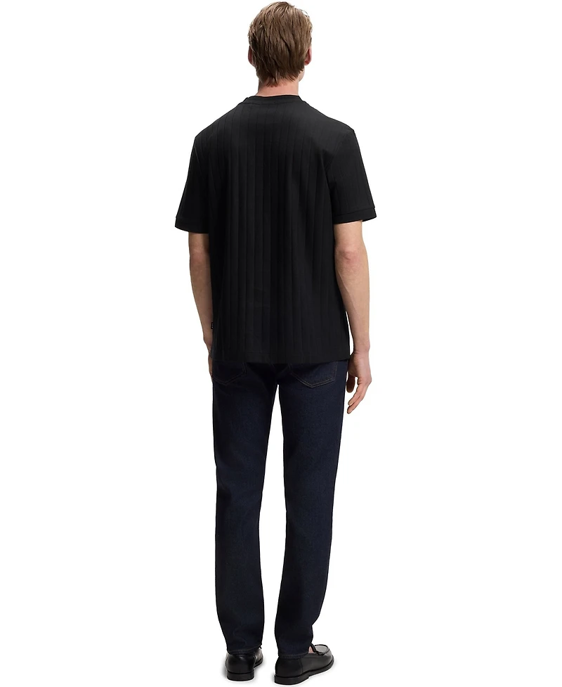 Boss By Hugo Men's Mercerised-Cotton Structured Stripe T-Shirt