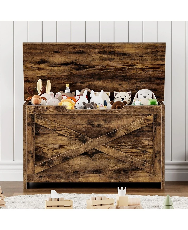 gaomon Wooden Storage Chest, Safety Hinge, Easy Assembly, Large Toy Bench, Entryway, Living Room