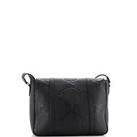 Pre-Owned Gucci Medium Double Belt Flap Messenger Bag Jumbo Gg Embossed Leather