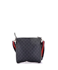 Pre-Owned Gucci Web Strap Front Zip Messenger Bag Gg Coated Canvas