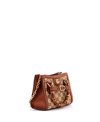 Pre-Owned Gucci Mini Diana Nm Bamboo Handle Tote Crystal Embellished Gg Canvas