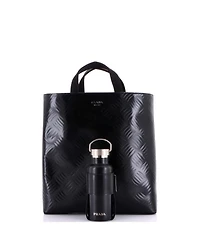Pre-Owned Prada Medium Vertical Shopper Tote Diamond Embossed Spazzolato Leather