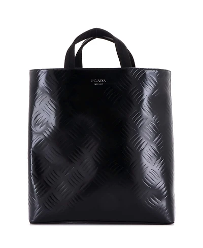 Pre-Owned Prada Medium Vertical Shopper Tote Diamond Embossed Spazzolato Leather