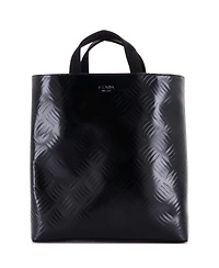 Pre-Owned Prada Medium Vertical Shopper Tote Diamond Embossed Spazzolato Leather