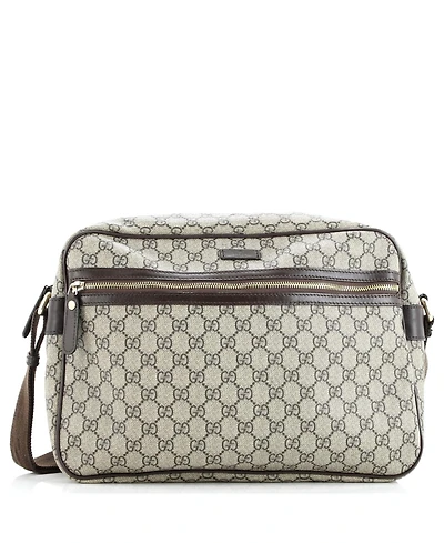 Pre-Owned Gucci Large Front Zip Camera Bag Gg Coated Canvas