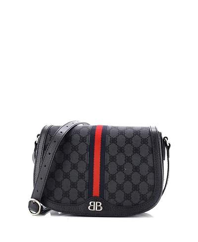 Pre-Owned Gucci Medium x Balenciaga The Hacker Project Flap Messenger Bag Bb Canvas