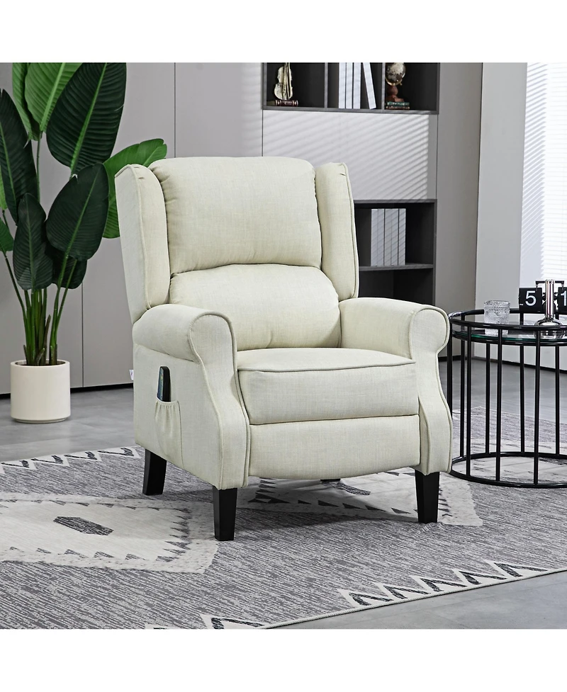 Boyel Living Vibration Massage Recliner Chair with Heat Linen Fabric Push Back Living Room Sofa