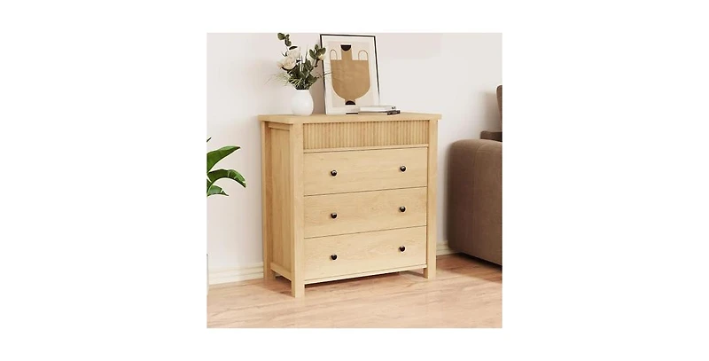 gaomon 3 Drawer Dresser, Modern Fluted Nightstand, Wooden Chest of Drawers, Storage End Table Organizer