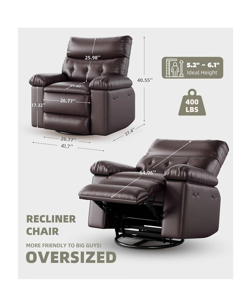 gaomon Oversized Rocker Swivel Recliner Chair, Lazy Sofa Chair for Living Room