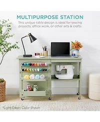 Best Choice Products Sewing Machine Table & Desk w/ Craft Storage and Trays