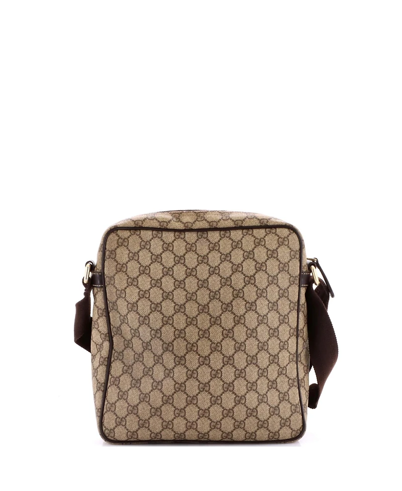 Pre-Owned Gucci Medium Front Zip Messenger Gg Coated Canvas
