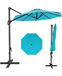 gaomon 10 ft Cantilever Patio Umbrella with Base, 360 Rotation, Offset Market Sunshade, Outdoor Deck & Garden