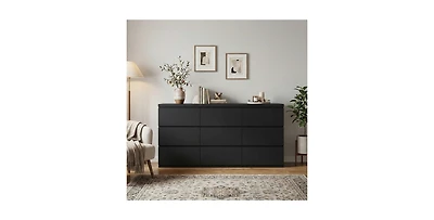 Flynama Multi Purpose Wooden Dresser 63 Inch Wide for Bedroom Living Room Closet Office