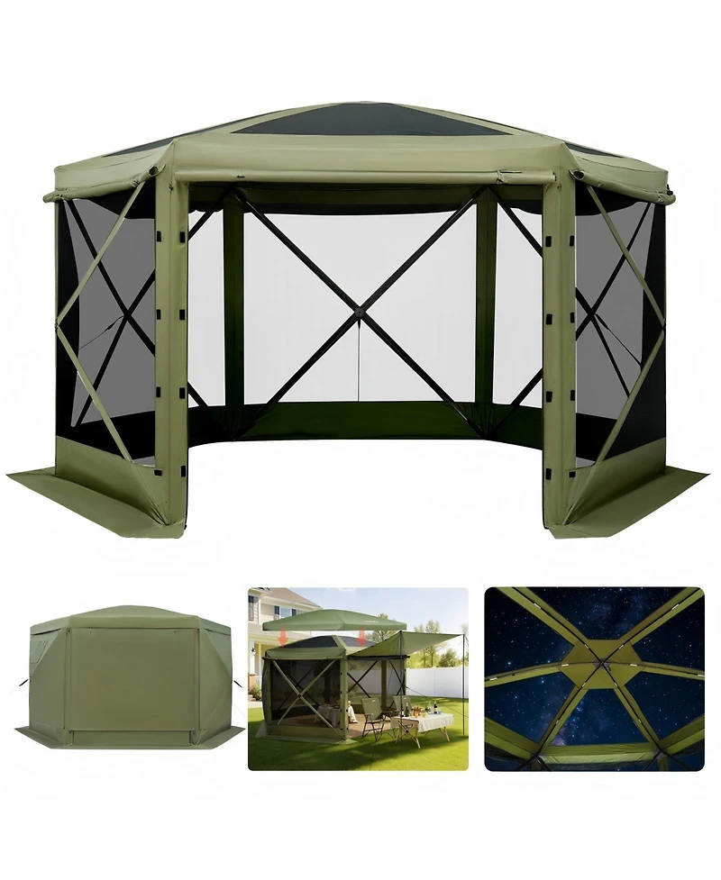 Gouun 10 x 10 ft 6-Sided Pop-Up Gazebo Screen Tent with Carry Bag