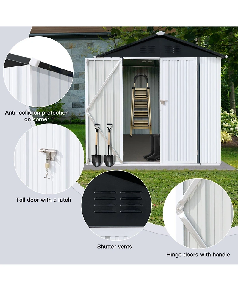 Mondawe 6x4 Ft Outdoor Metal Storage Shed with Apex Roof, Garden Tool Shed for Patio Backyard