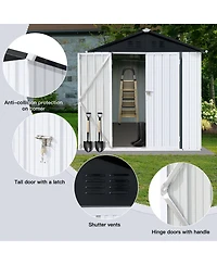 Mondawe 6x4 Ft Outdoor Metal Storage Shed with Apex Roof, Garden Tool Shed for Patio Backyard