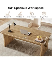 Tribesigns Executive Office Desk, 63-Inch Farmhouse Computer Desk, Large Writing Study Conference Table