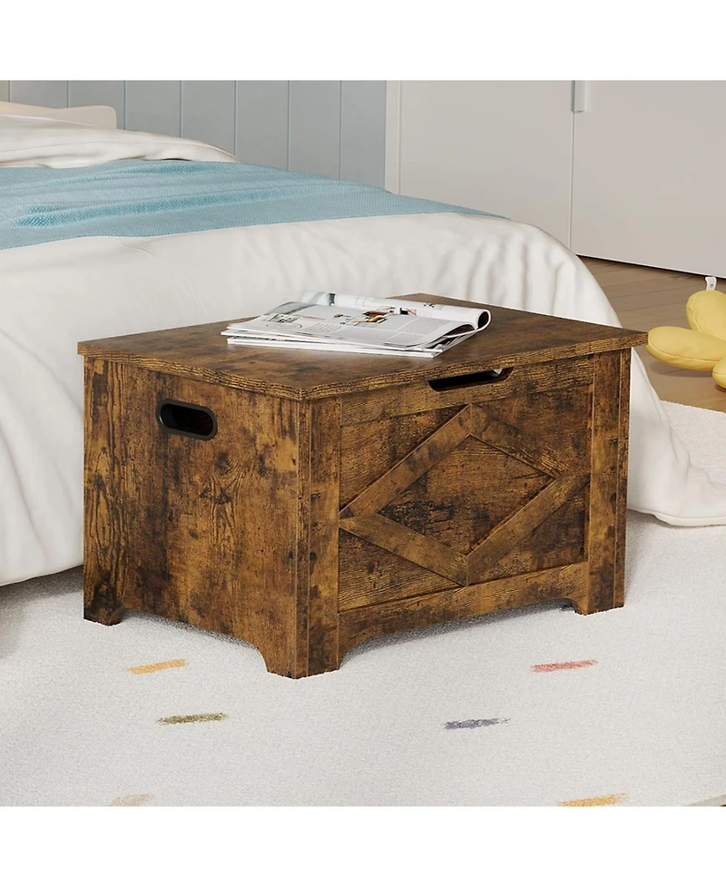 gaomon 23.6" Storage Chest, Wooden Bench with Safety Hinge, Easy Assembly, Large Toy Chest for Entryway