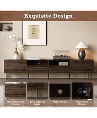 sumyeg 78 inch Modern Tv Stand for TVs up to 85" with Closed Storage & Cable Management, Soft-Closing Hinges, Iron Legs for Living Room