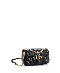 Pre-Owned Gucci Small Gg Marmont Flap Bag Studded Matelasse Leather