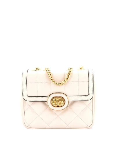 Pre-Owned Gucci Mini Deco Chain Flap Bag Mixed Matelasse Leather