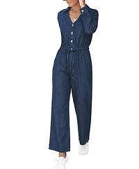Cupshe Women's Casual Denim Jumpsuit with Drawstring Waist