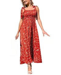Cupshe Women's Hot Papaya Floral Maxi Beach Dress