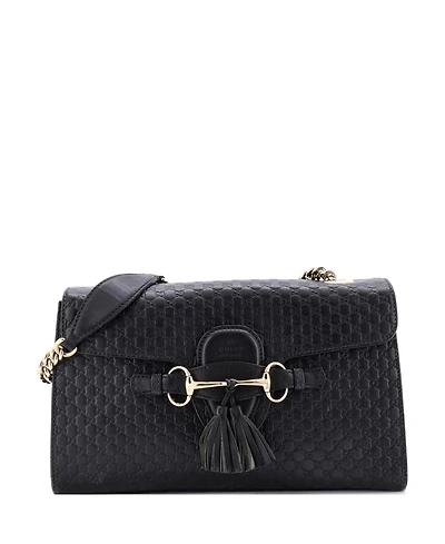 Pre-Owned Gucci Medium Emily Chain Flap Bag Microguccissima Leather