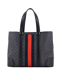 Pre-Owned Gucci Large Web Open Tote Gg Coated Canvas