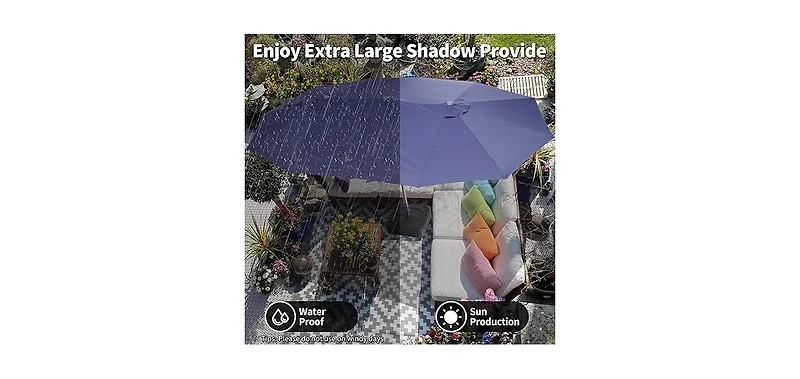 gaomon 15 ft Double Sided Rectangular Patio Umbrella with Crank, Outdoor Sun Shade